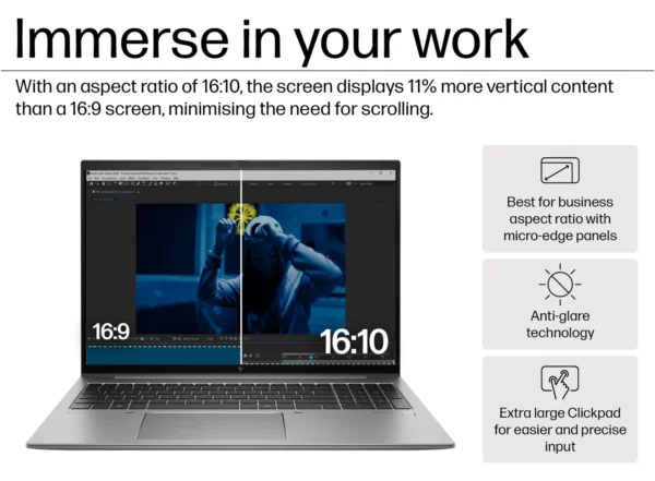HP ZBook Firefly G11 16 Mobile Workstation Core Ultra 7 & NVIDIA RTX A500 screen features